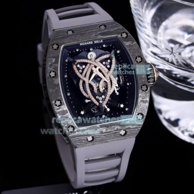 Swiss Replica Richard Mille RM 19-01 Tourbillon Natalie Portman Watch Rose Gold Diamonds Flower Butterfly